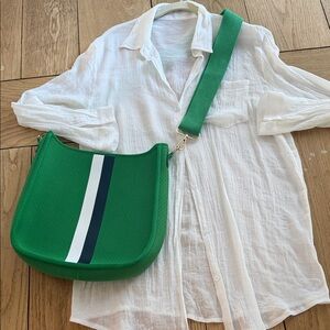 Preppy Kelly Green Neoprene summer bag fab with white